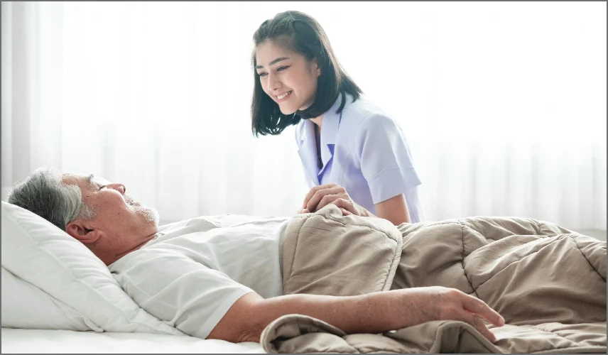 senior patient at bed rest Emergency Response golden valley senior living services